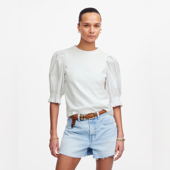 Madewell Tops - NWT Madewell Women’s Puff Sleeve Knit Top XS White